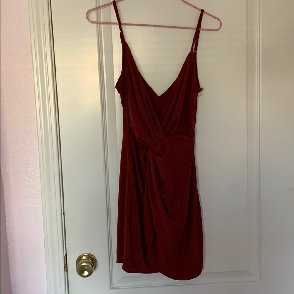 A burgundy wrapped dress (mini)